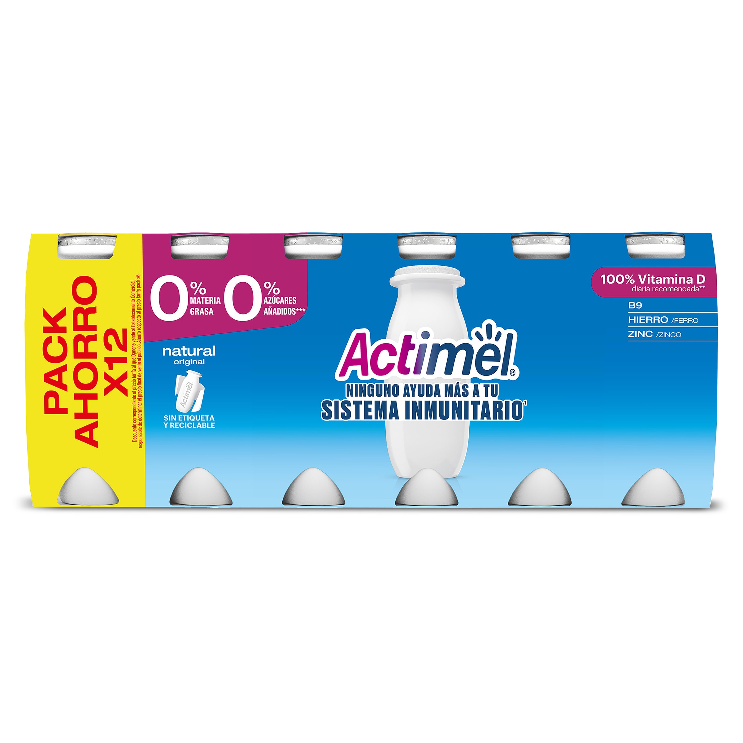 Actimel desnatado natural 12 x 100 g