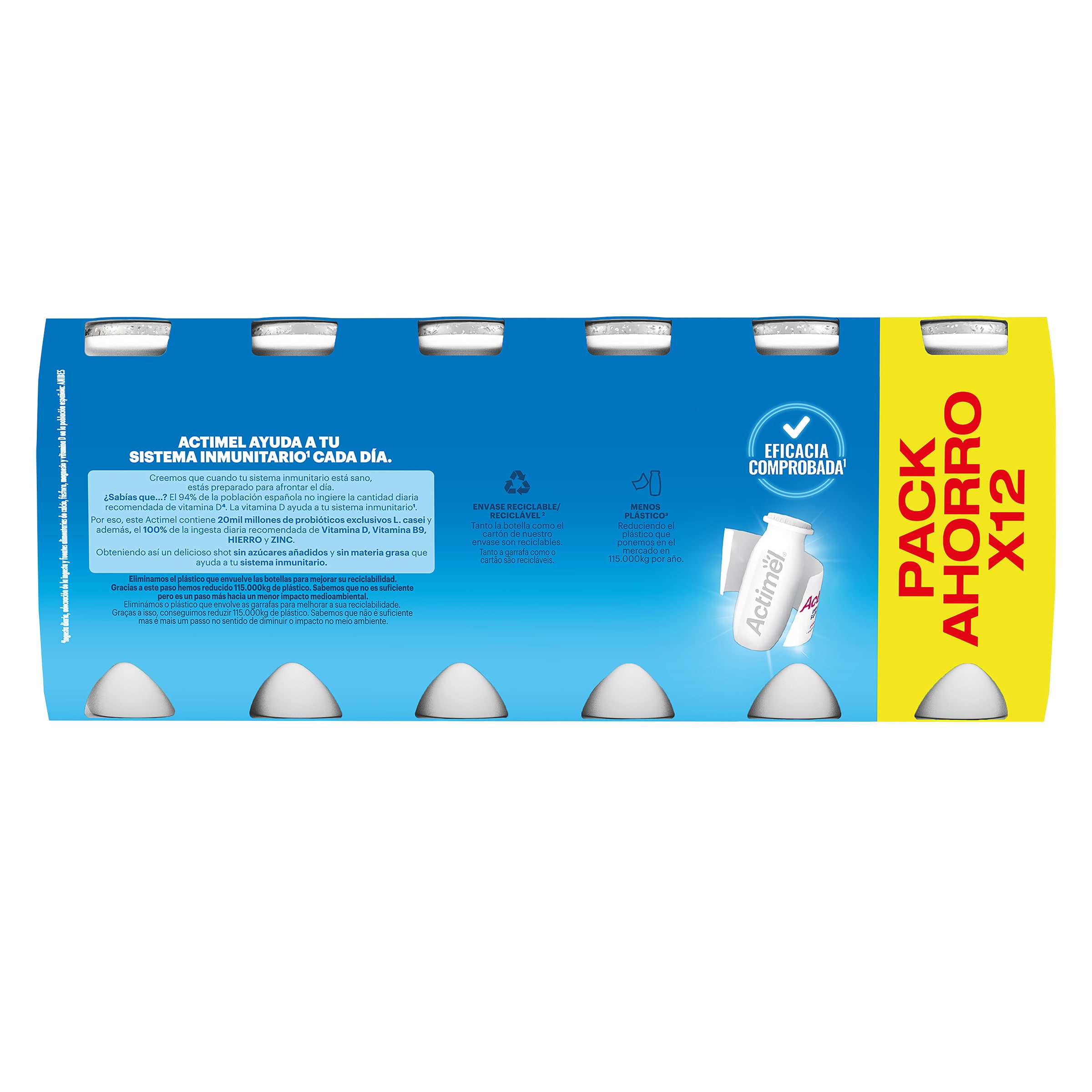Actimel desnatado natural 12 x 100 g