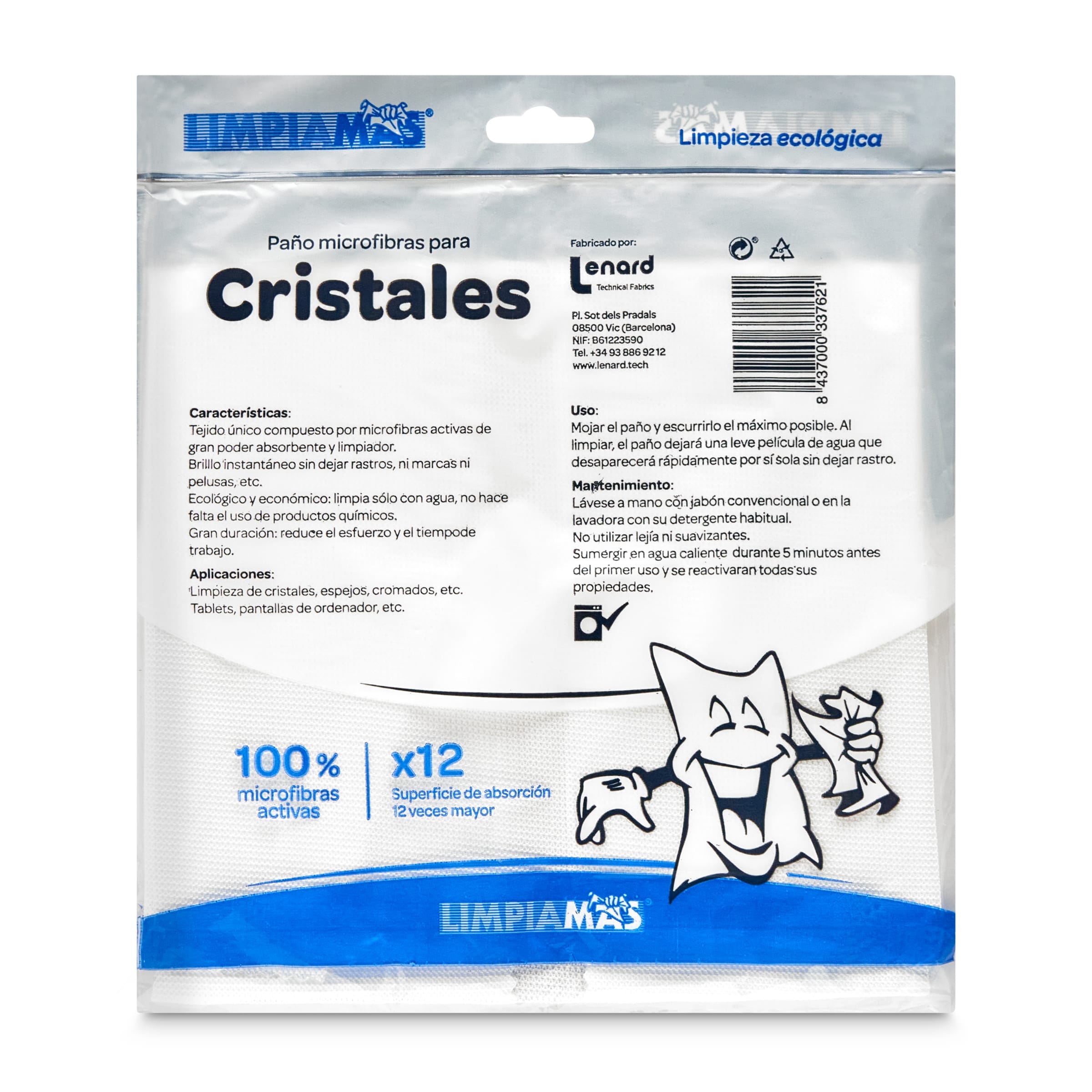 Paño de microfibras para cristales Limpiamas 1 unidad