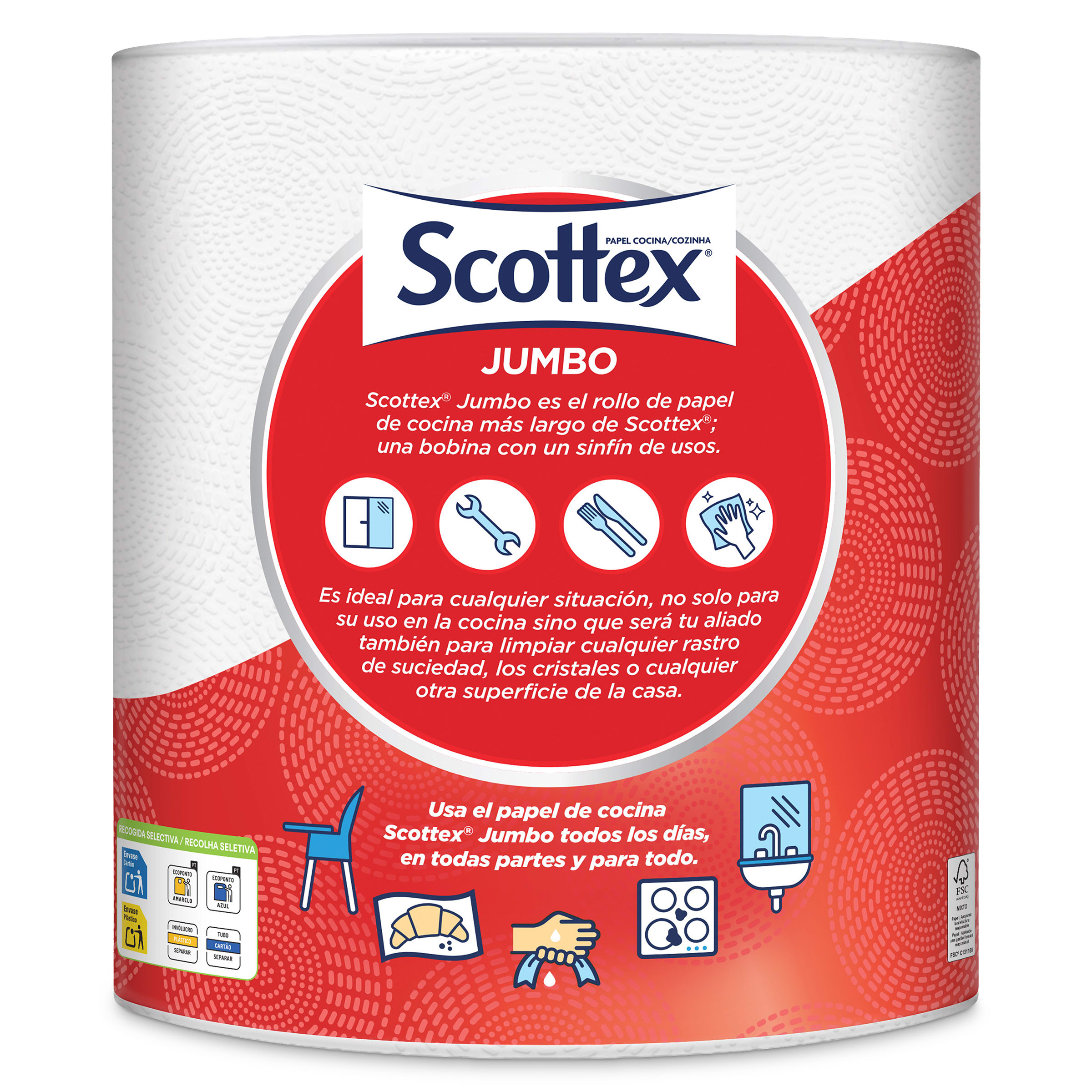 Papel de cocina jumbo Scottex bolsa 1 unidad