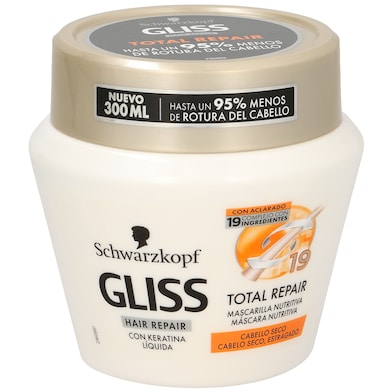 Mascarilla reparación total para cabellos secos Gliss frasco 300 ml-0