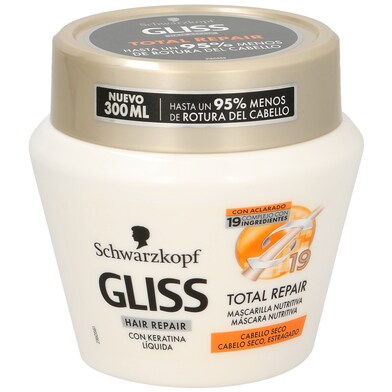 Mascarilla reparación total para cabellos secos Gliss frasco 300 ml-0