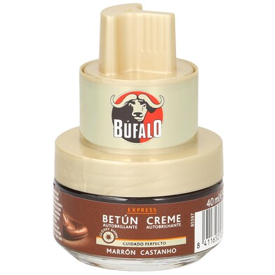 Betun autobrillante para zapatos color marrón Bufalo frasco 40 ml-0