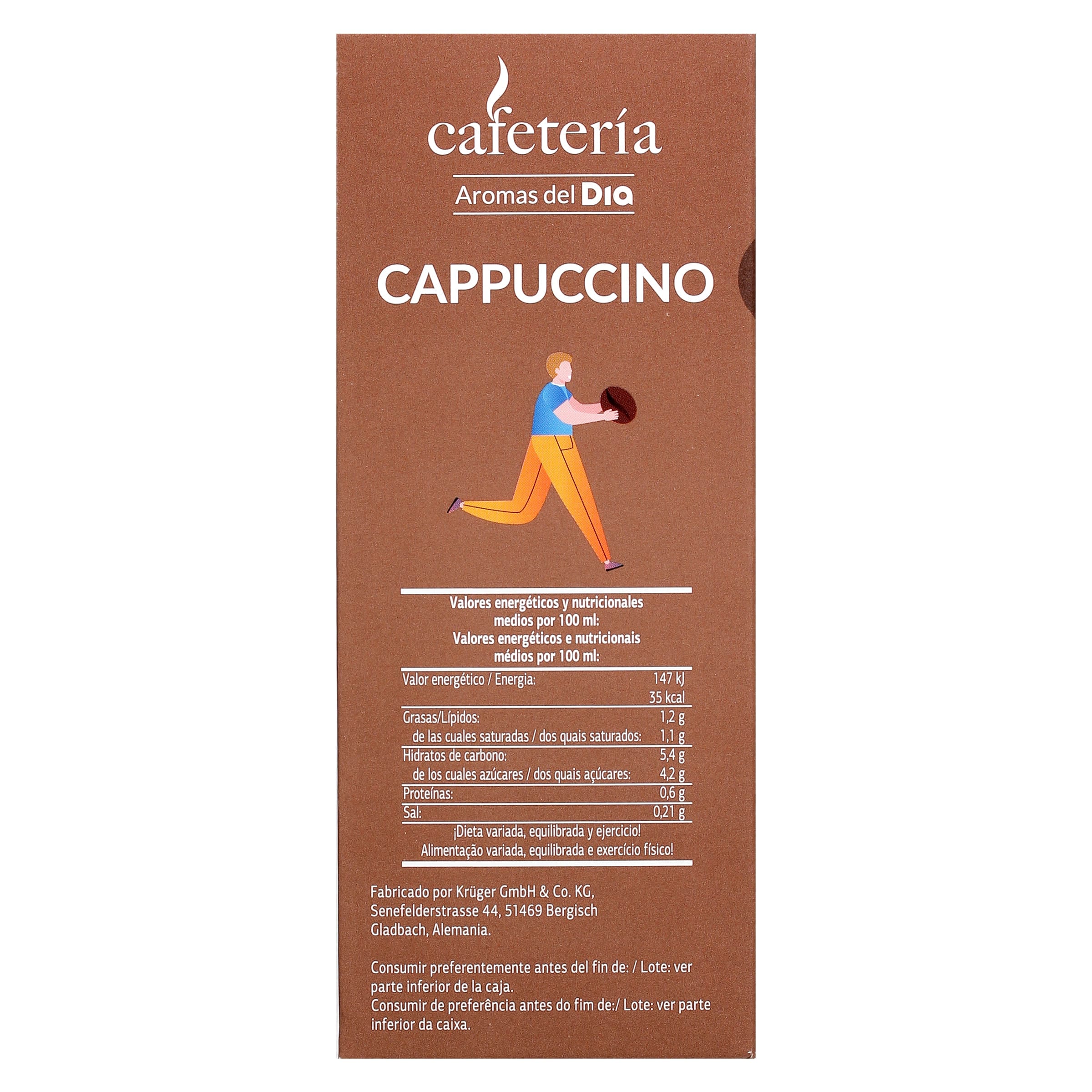 Café soluble cappuccino en sobres Dia Cafetería 125 g
