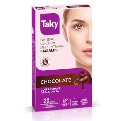 Bandas de cera depilatorias faciales chocolate Taky 20 unidades-0