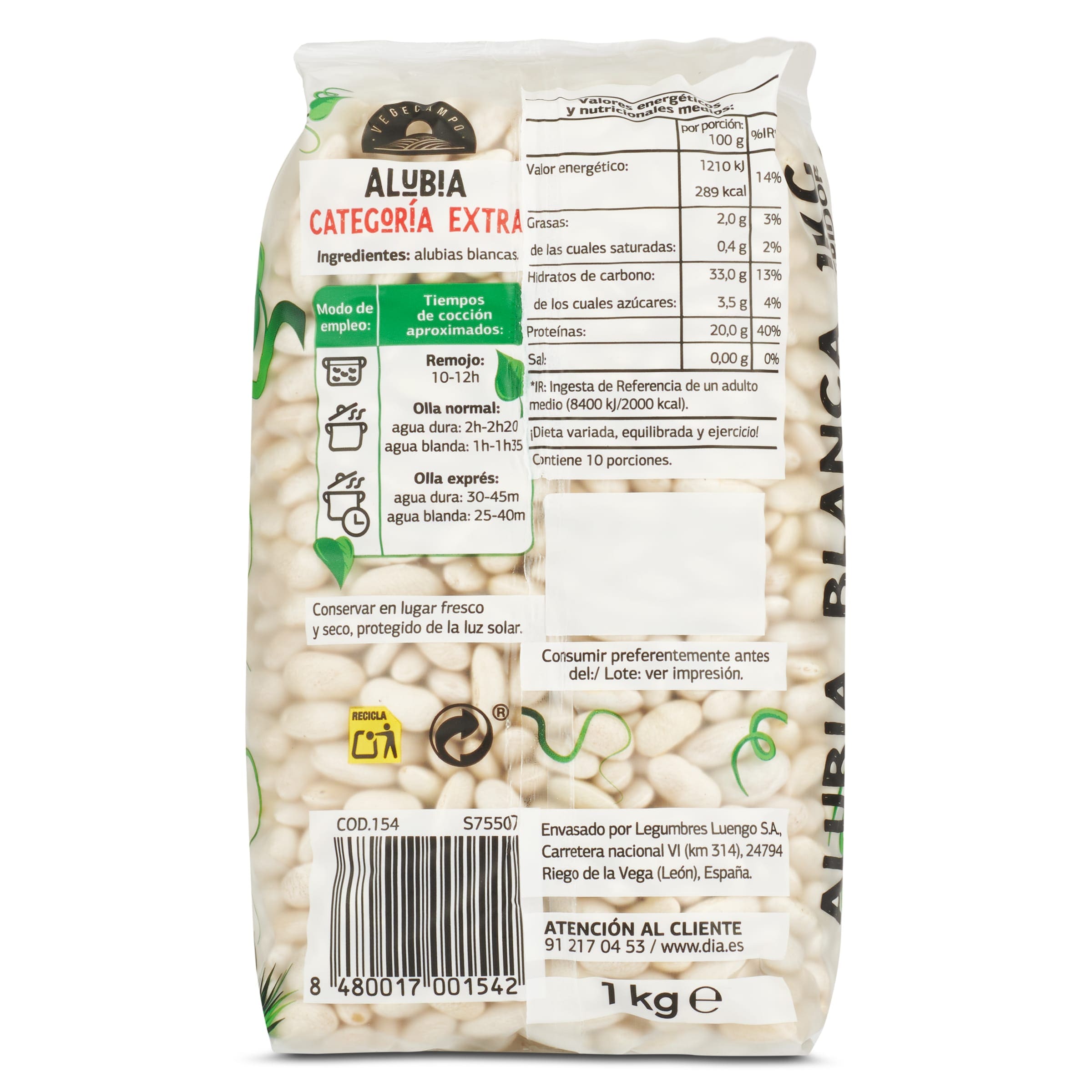 Alubias blancas Dia Vegecampo 1 Kg