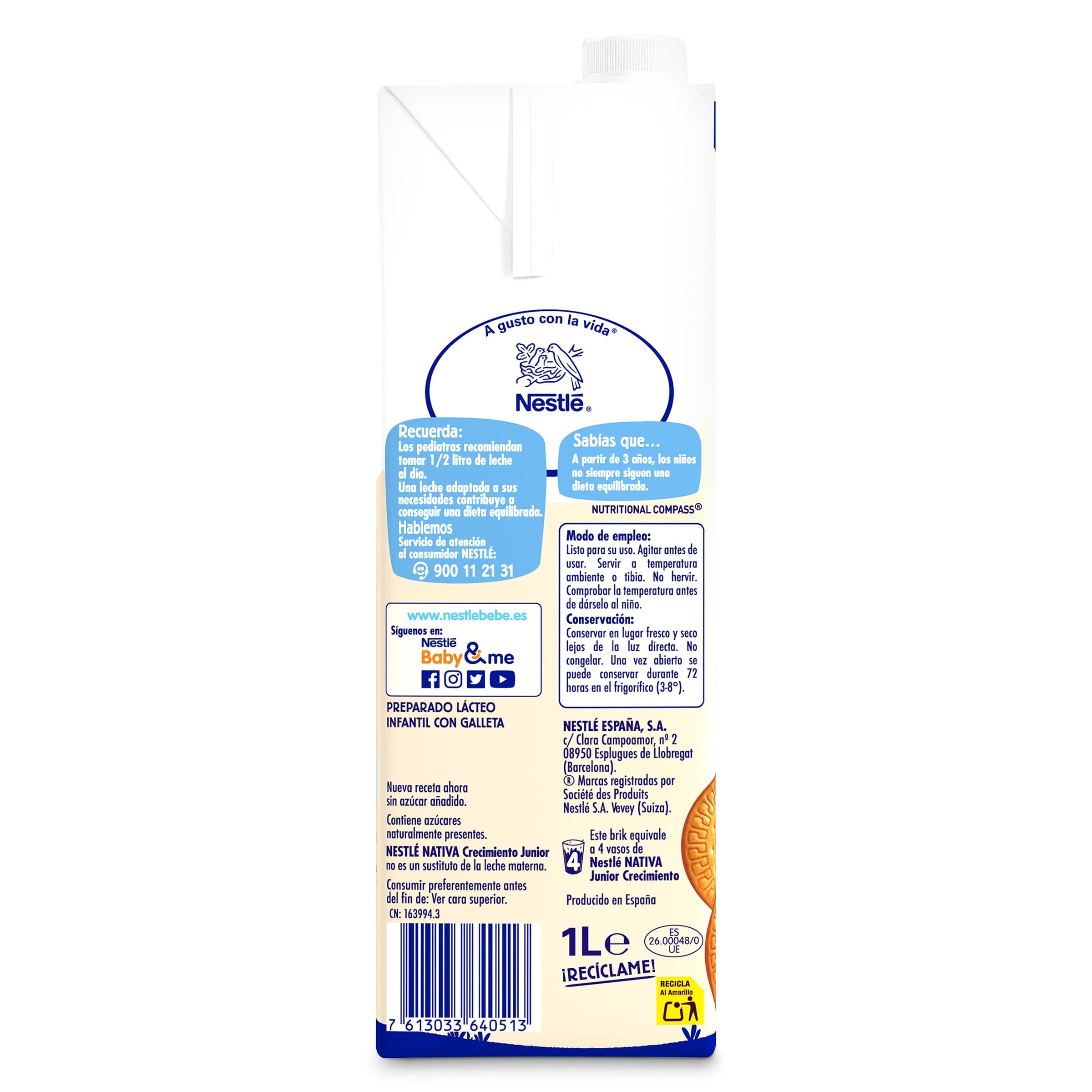 Leche crecimiento con galleta maría +3 años Nestlé 1 L