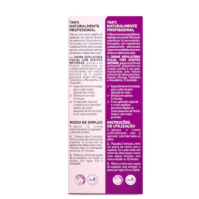 Crema depilatoria facial con aceites naturales Taky 20 ml-2