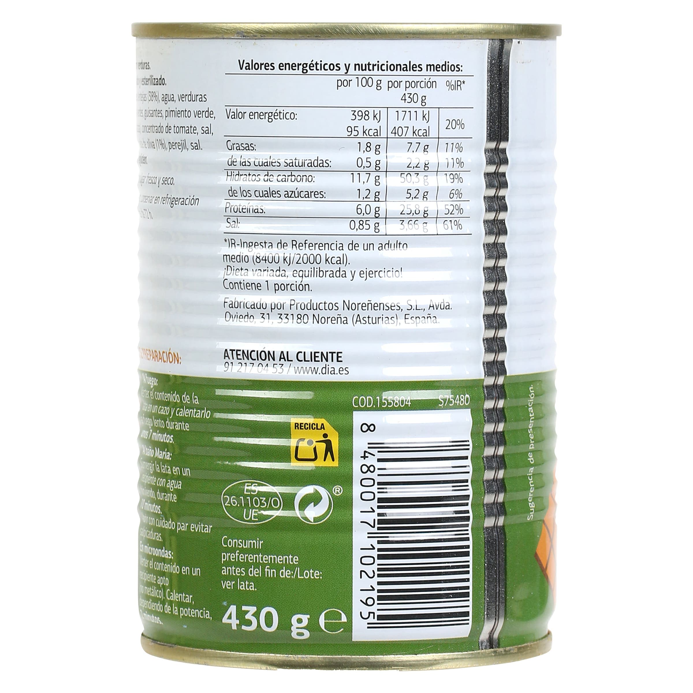 Lentejas con verduras Dia Al Punto 430 g