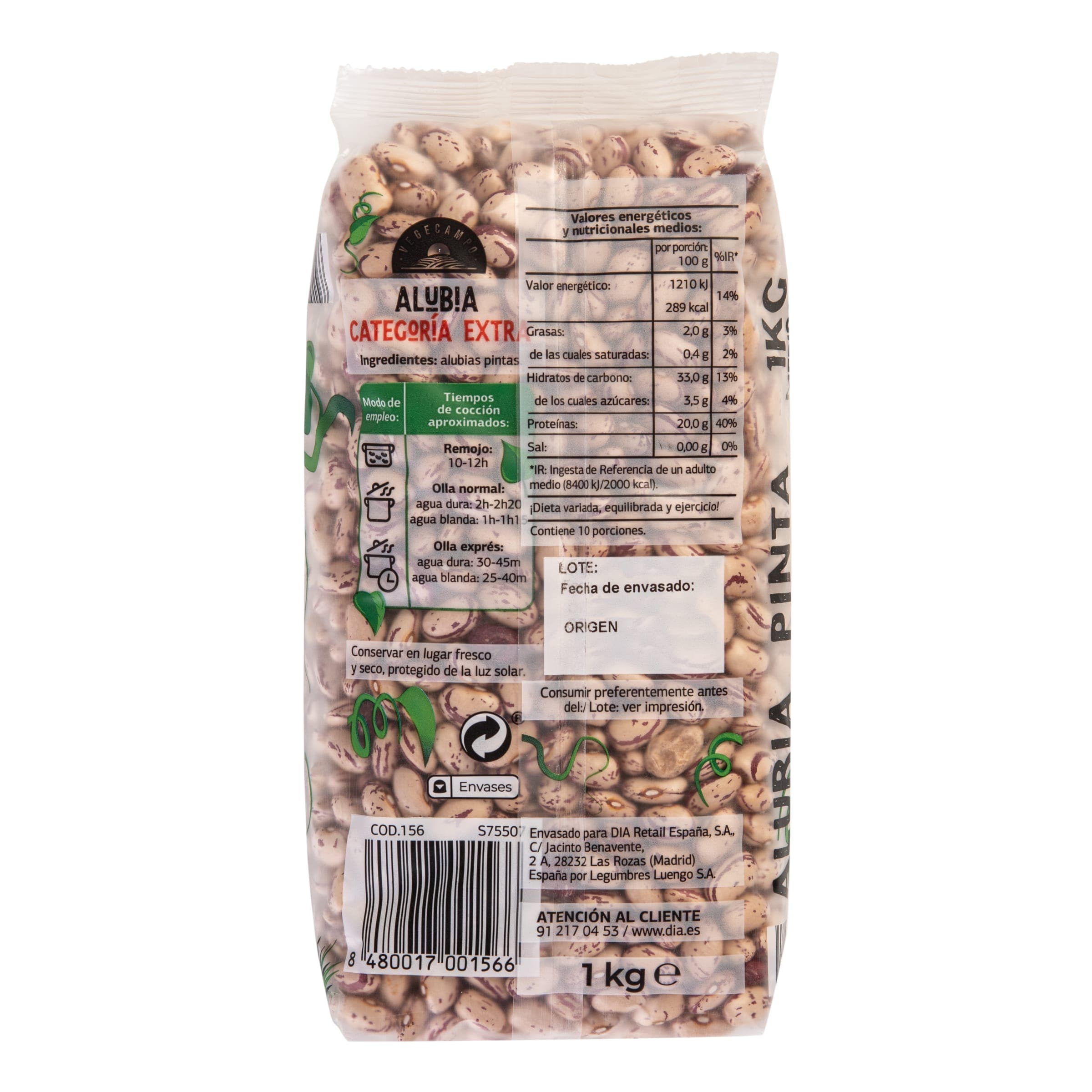 Alubias pintas Dia Vegecampo 1 Kg
