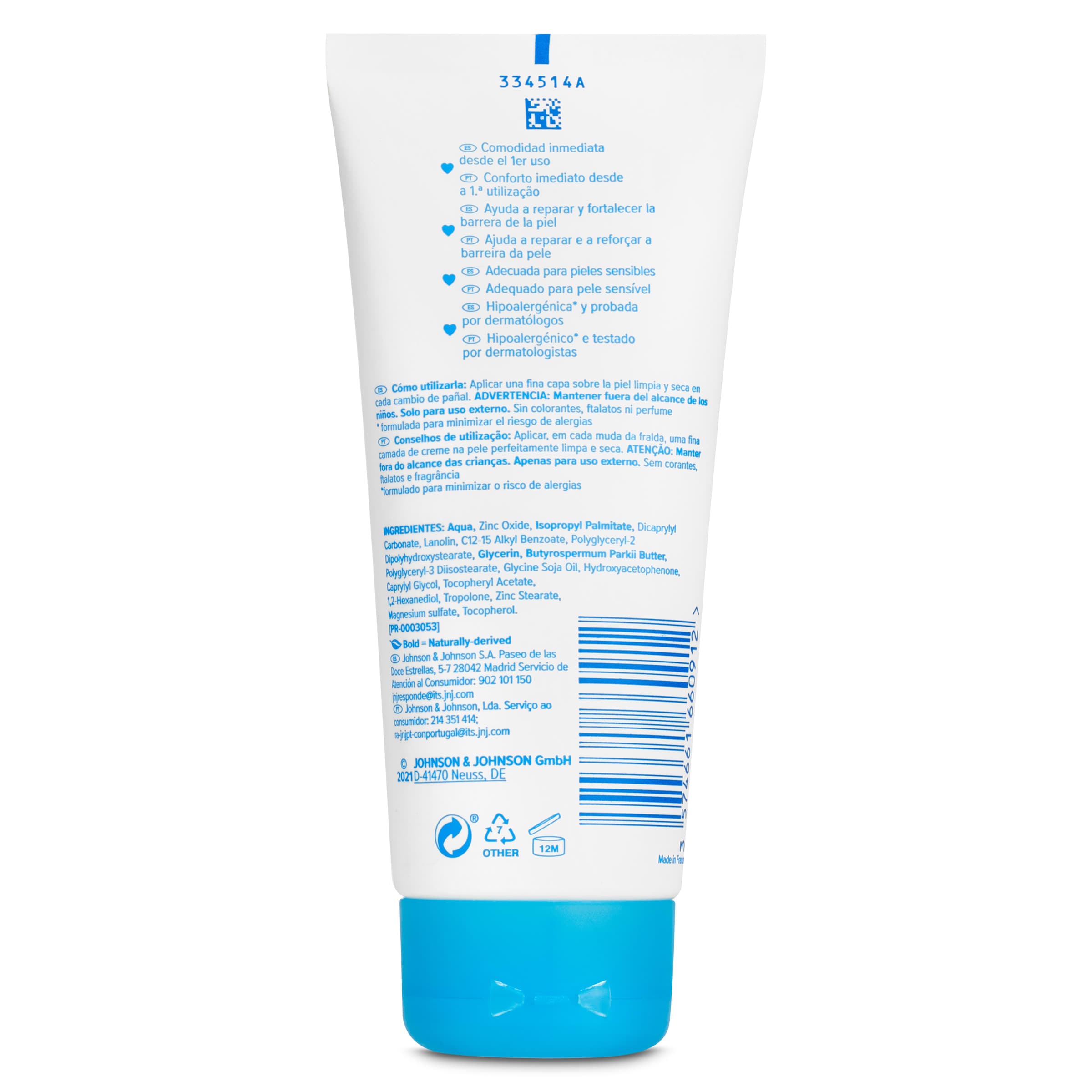 Crema protectora de pañal Johnson's baby 100 ml