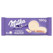 Galletas de barquillo cubiertas de chocolate blanco choco wafer Milka bolsa 180 g