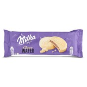 Galletas de barquillo cubiertas de chocolate blanco choco wafer Milka bolsa 180 g