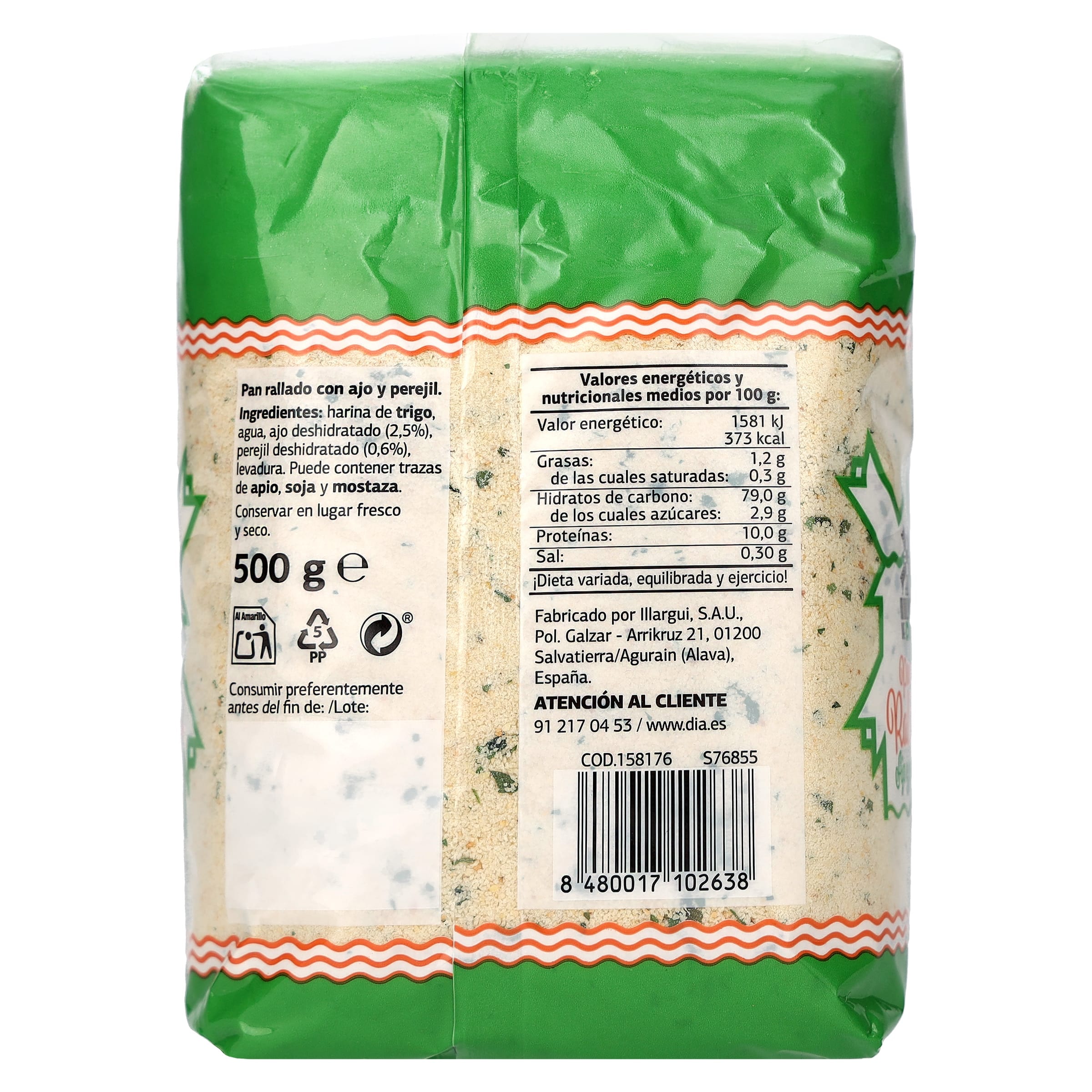 Pan rallado con ajo y perejil El Molino de Dia 500 g