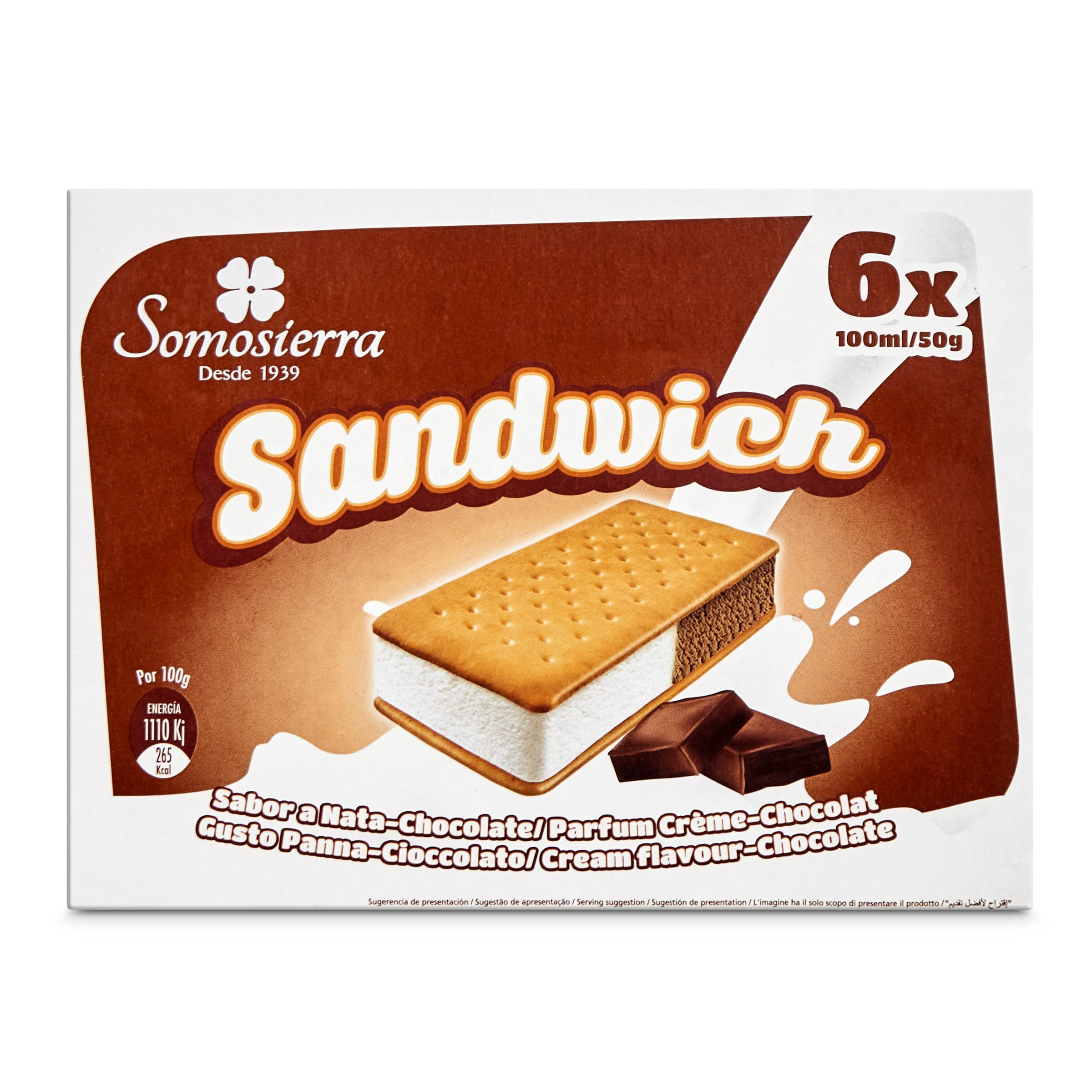 Sándwich de nata y chocolate Somosierra 6 x 50 g
