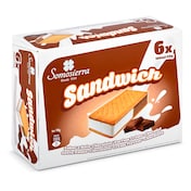 Helado sándwich nata y chocolate 6 unidades Somosierra caja 300 g