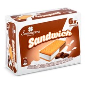 Helado sándwich nata y chocolate 6 unidades Somosierra caja 300 g