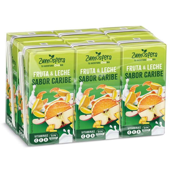 Bebida Frutas con Leche Caribe Dia Zumosfera 6X200 Ml.