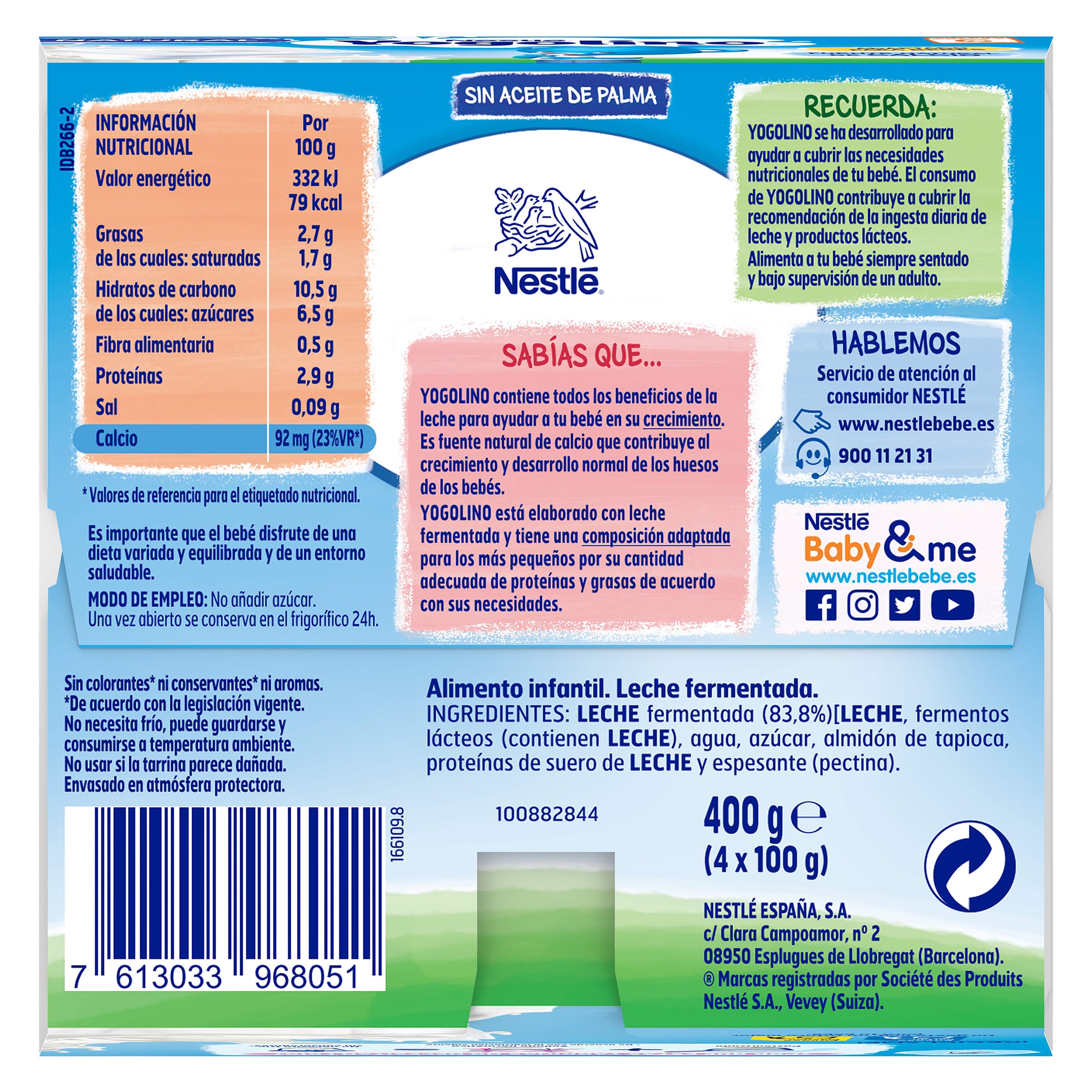 Postre lácteo natural Nestlé Yogolino 4 x 100 g