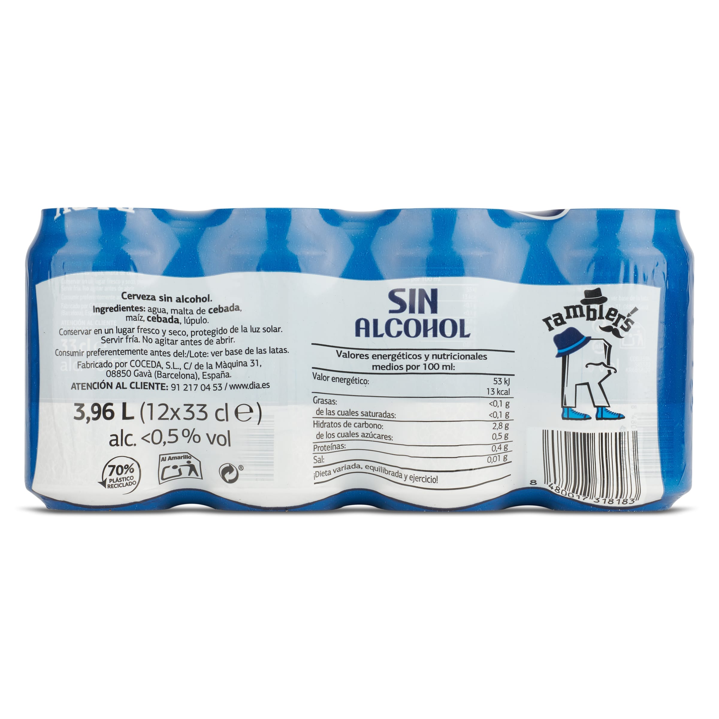 Cerveza sin alcohol Dia Ramblers pack 12 x 33 cl