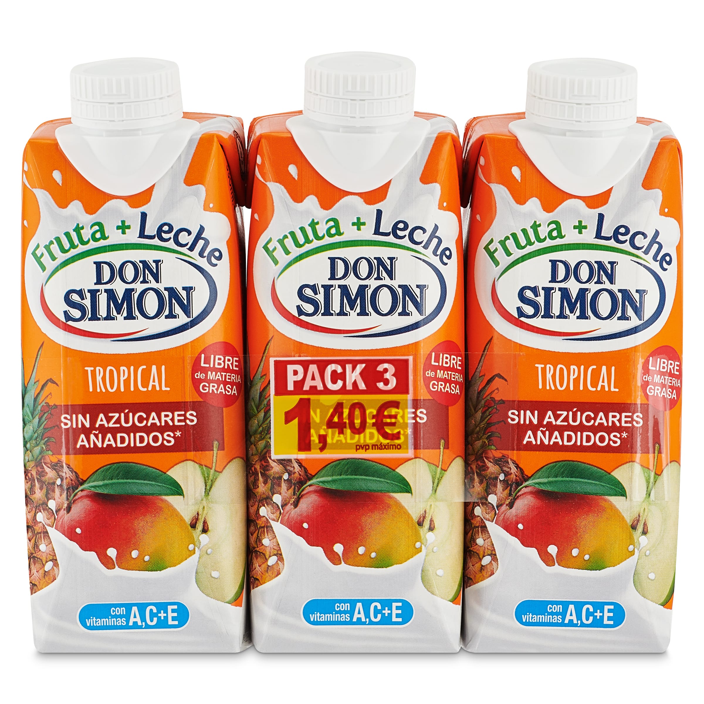 Bebida de fruta y leche tropical Don Simón pack 3 x 330 ml