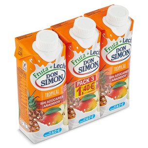 bebida de fruta y leche tropical pack 3 x 330 ml