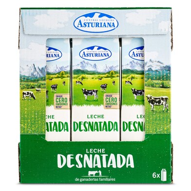 Leche desnatada Central Lechera Asturiana brik 6 x 1 l-1 Leche desnatada Central Lechera Asturiana brik 6 x 1 l-1
