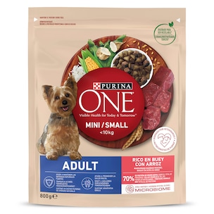 Alimento para perros mini con buey Purina ONE 800 g