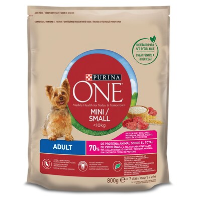 Alimento para perros mini con buey Purina one bolsa 800 g-0