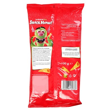 Conos de maíz sabor queso y bacon SNACK MANIAC BOLSA 100 GR-1 Conos de maíz sabor queso y bacon SNACK MANIAC BOLSA 100 GR-1