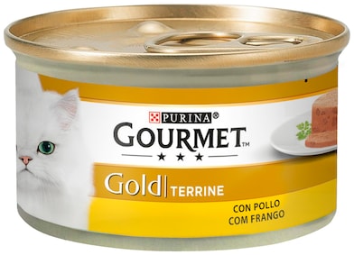 Alimento para gatos con pollo Gourmet lata 85 g-0