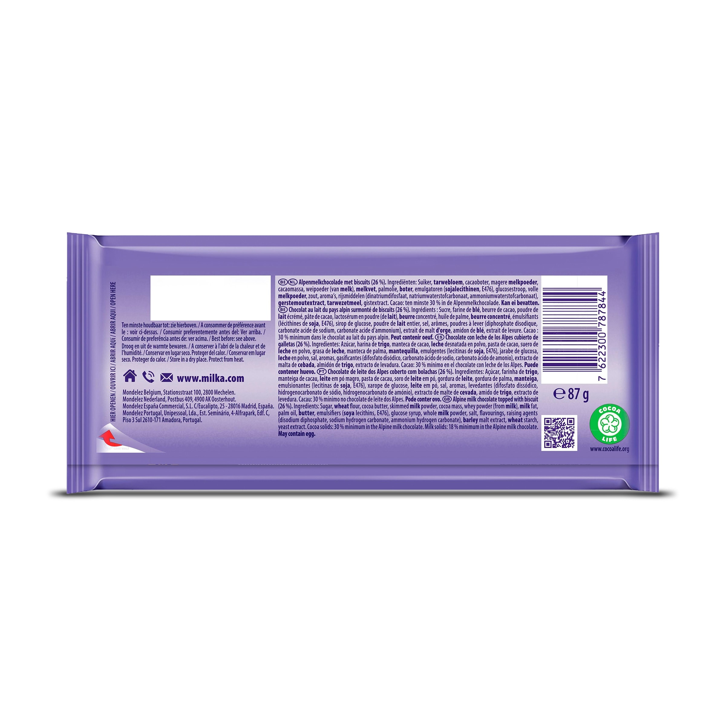 Chocolate con leche relleno de galleta lu Milka 87 g