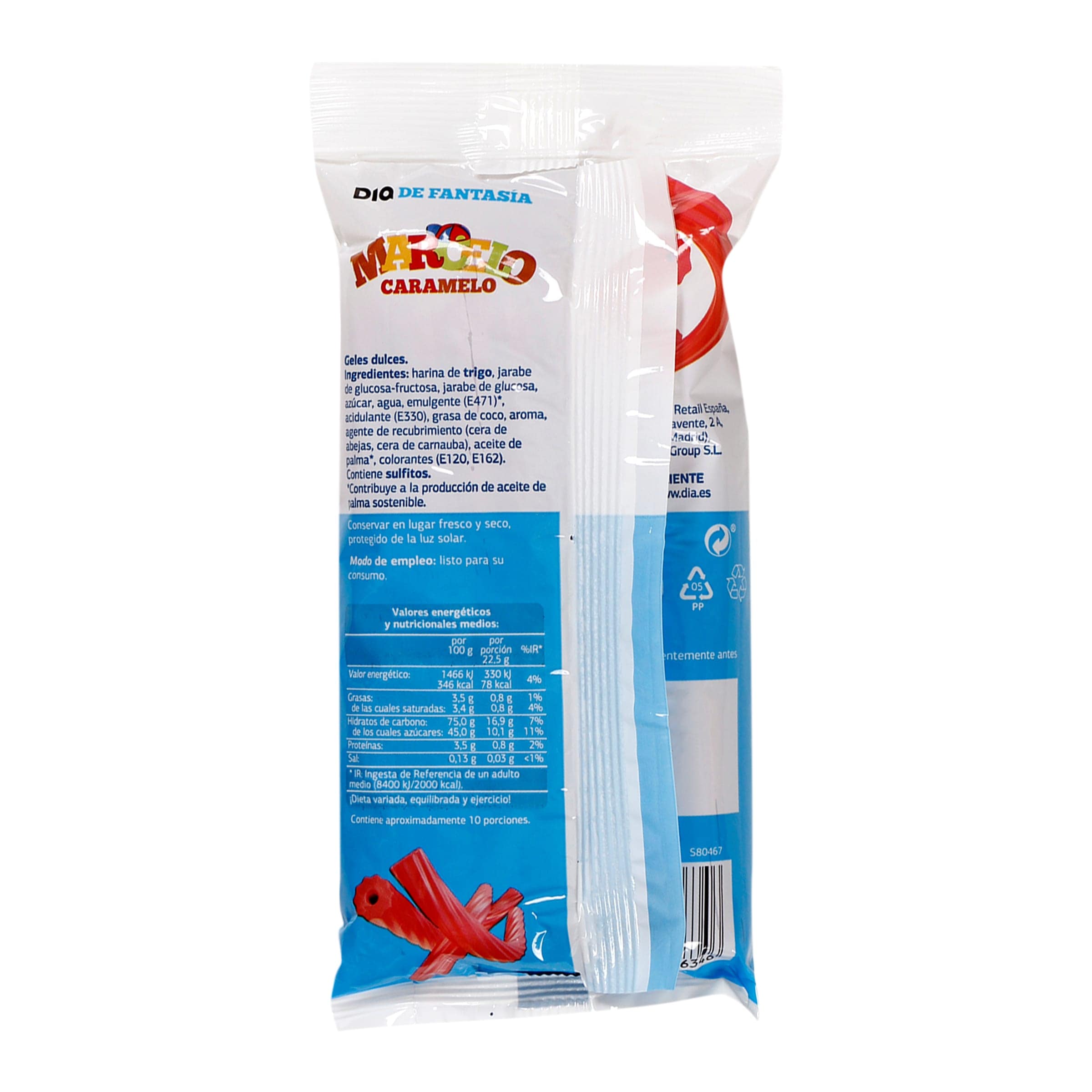 Regaliz rojo torcidas Dia Marcelo Caramelo 225 g
