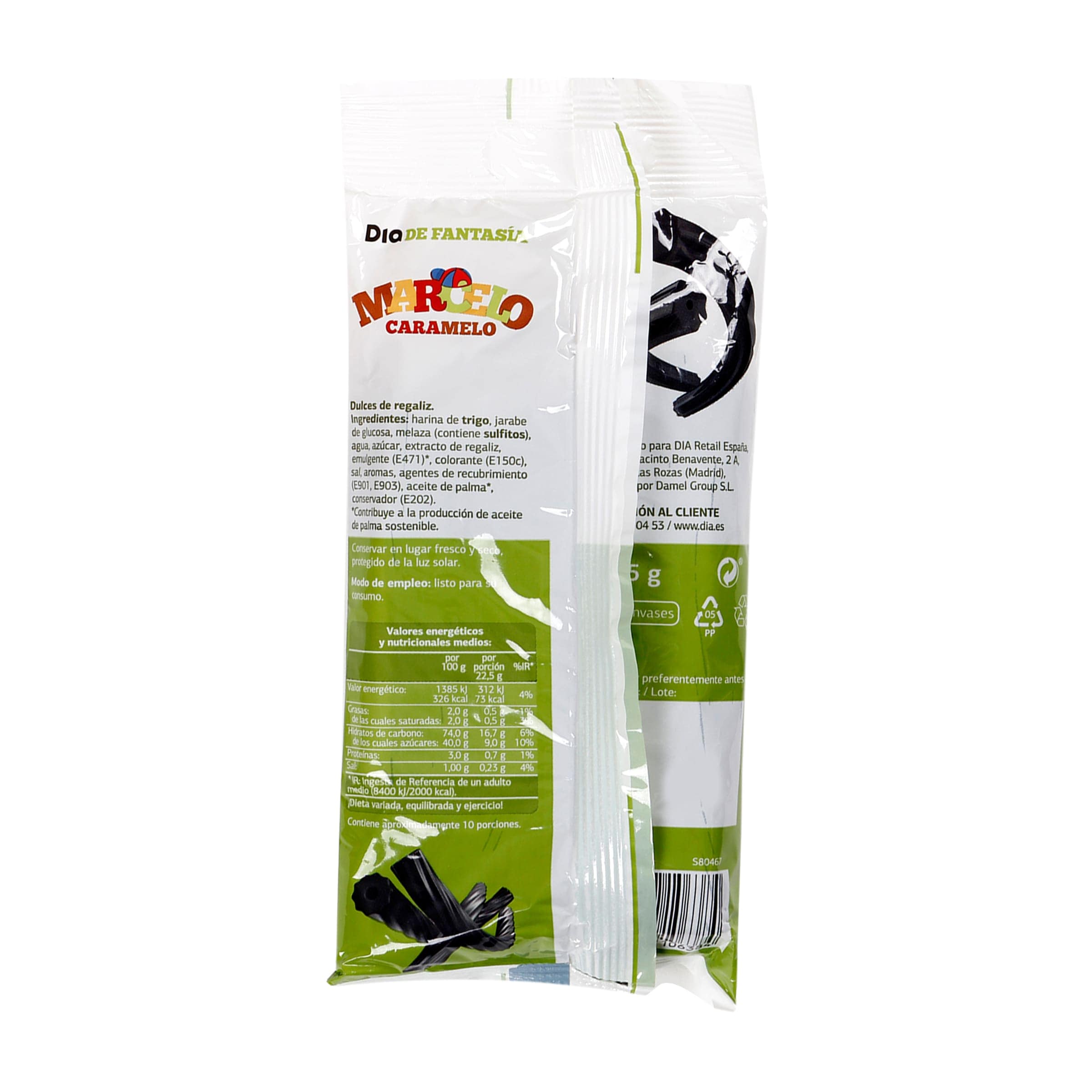 Regaliz negro torcidas Dia Marcelo Caramelo 225 g