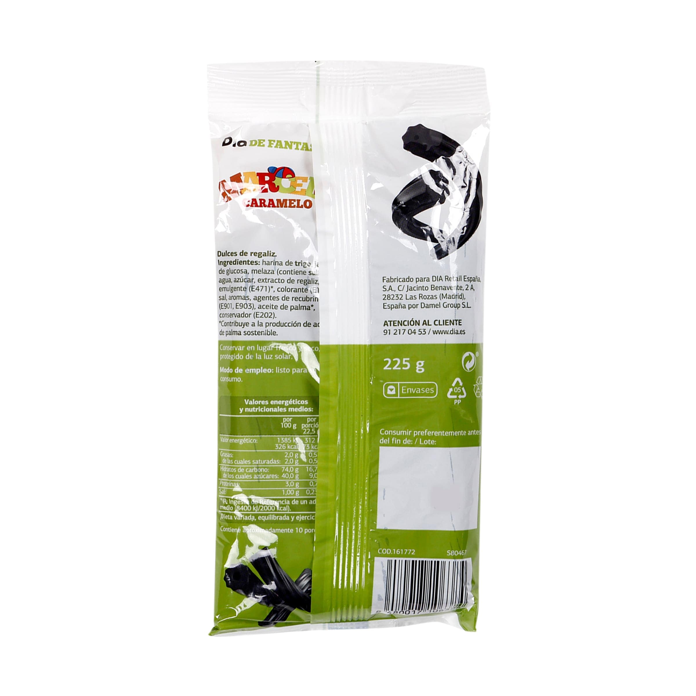Regaliz negro torcidas Dia Marcelo Caramelo 225 g