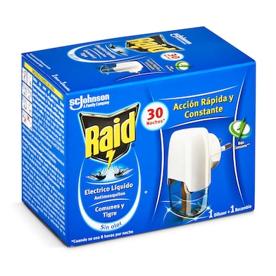 Insecticida eléctrico anti mosquitos aparato + recambio Raid caja 1 unidad-0