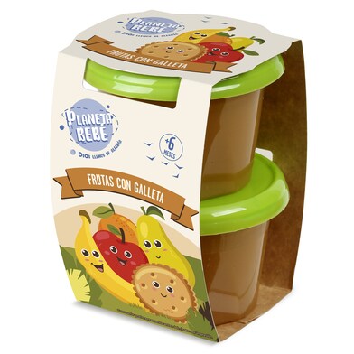 Puré de frutas con galleta Planeta Bebé de Dia pack 2 x 200 g-0