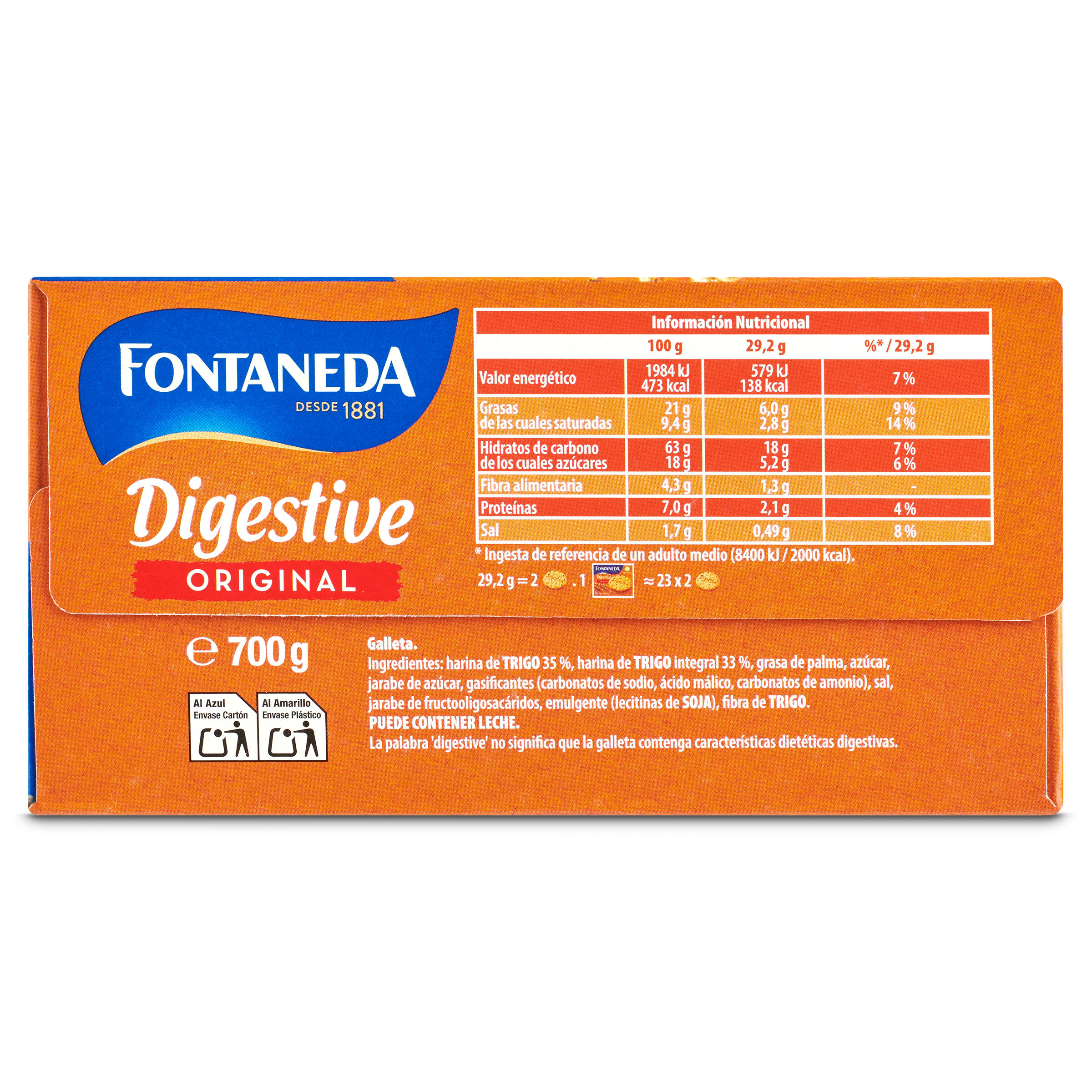 Galletas digestive original Fontaneda 700 g