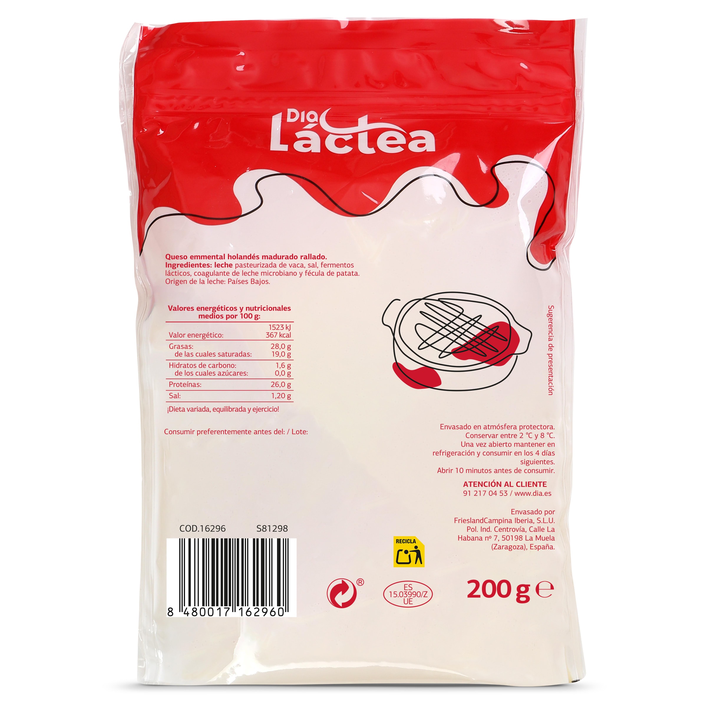 Queso emmental rallado Dia Láctea 200 g