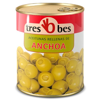 Aceitunas rellenas de anchoa Tres bes bote 345 g-0 Aceitunas rellenas de anchoa Tres bes bote 345 g-0