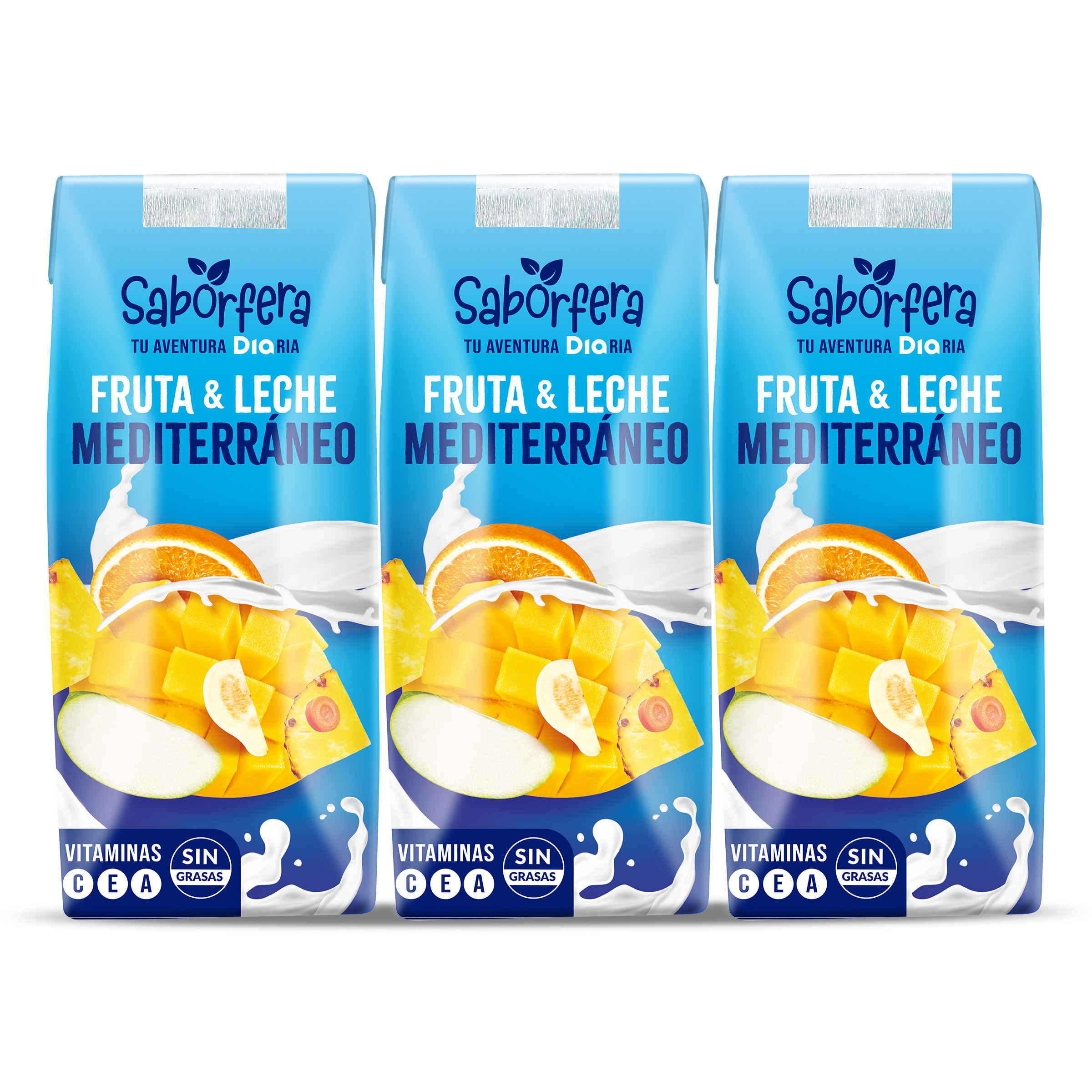 Bebida de fruta y leche mediterráneo Dia Saborfera pack 3 x 330 ml