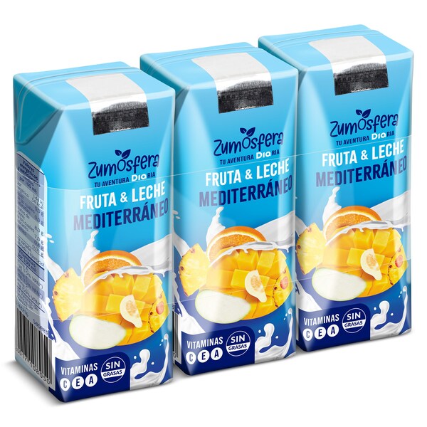 Bebida Frutas con Leche Mediterráneo Dia Zumosfera 3X330 Ml.