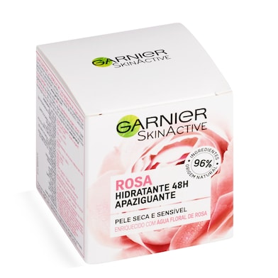 Crema facial hidratante y calmante con agua de rosas Garnier frasco 50 ml-0