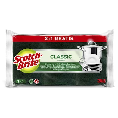 Estropajo classic verde Scotch brite bolsa 3 unidades-0