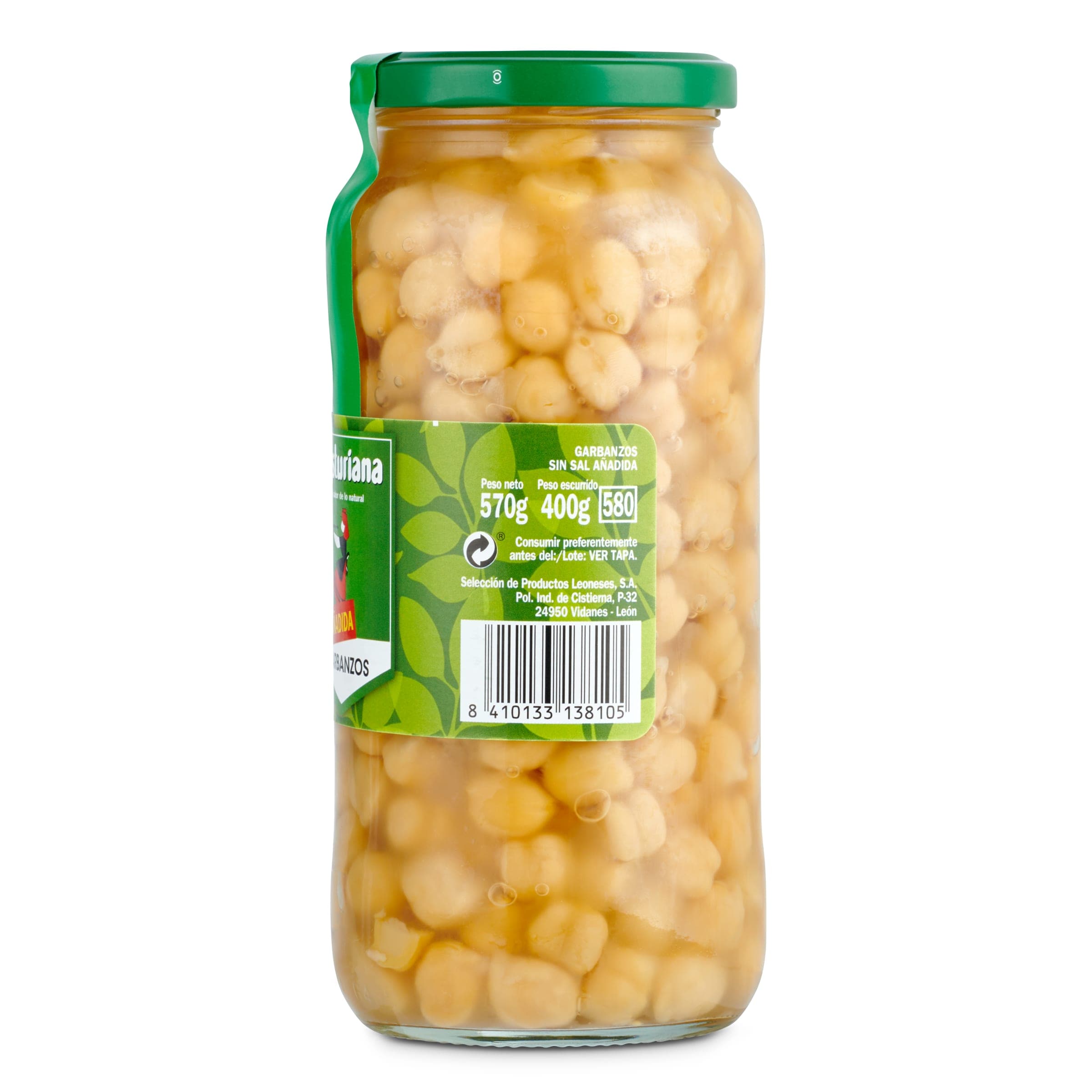 Garbanzos cocidos sin sal La Asturiana 400 g