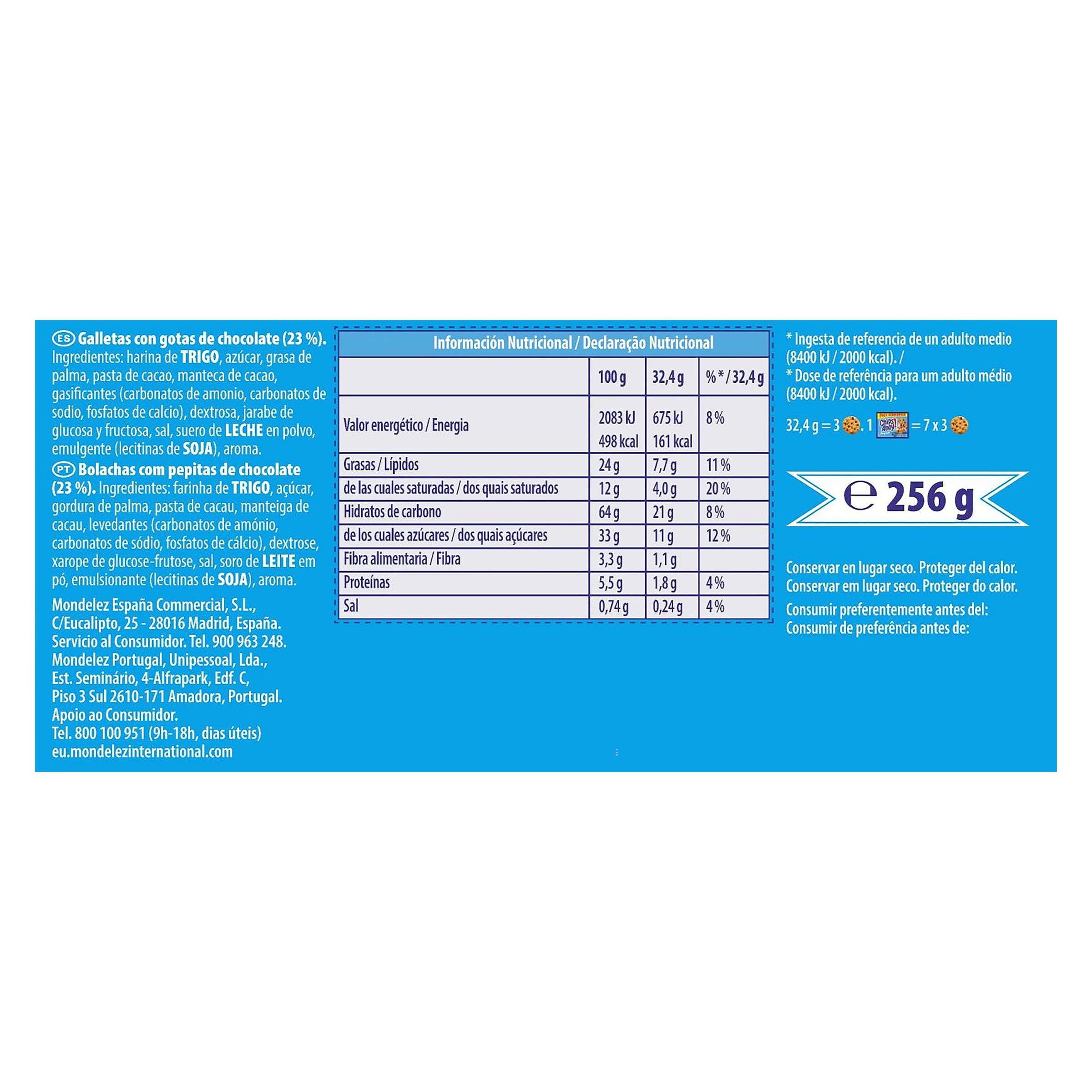 Galletas con pepitas de chocolate Chips Ahoy 256 g
