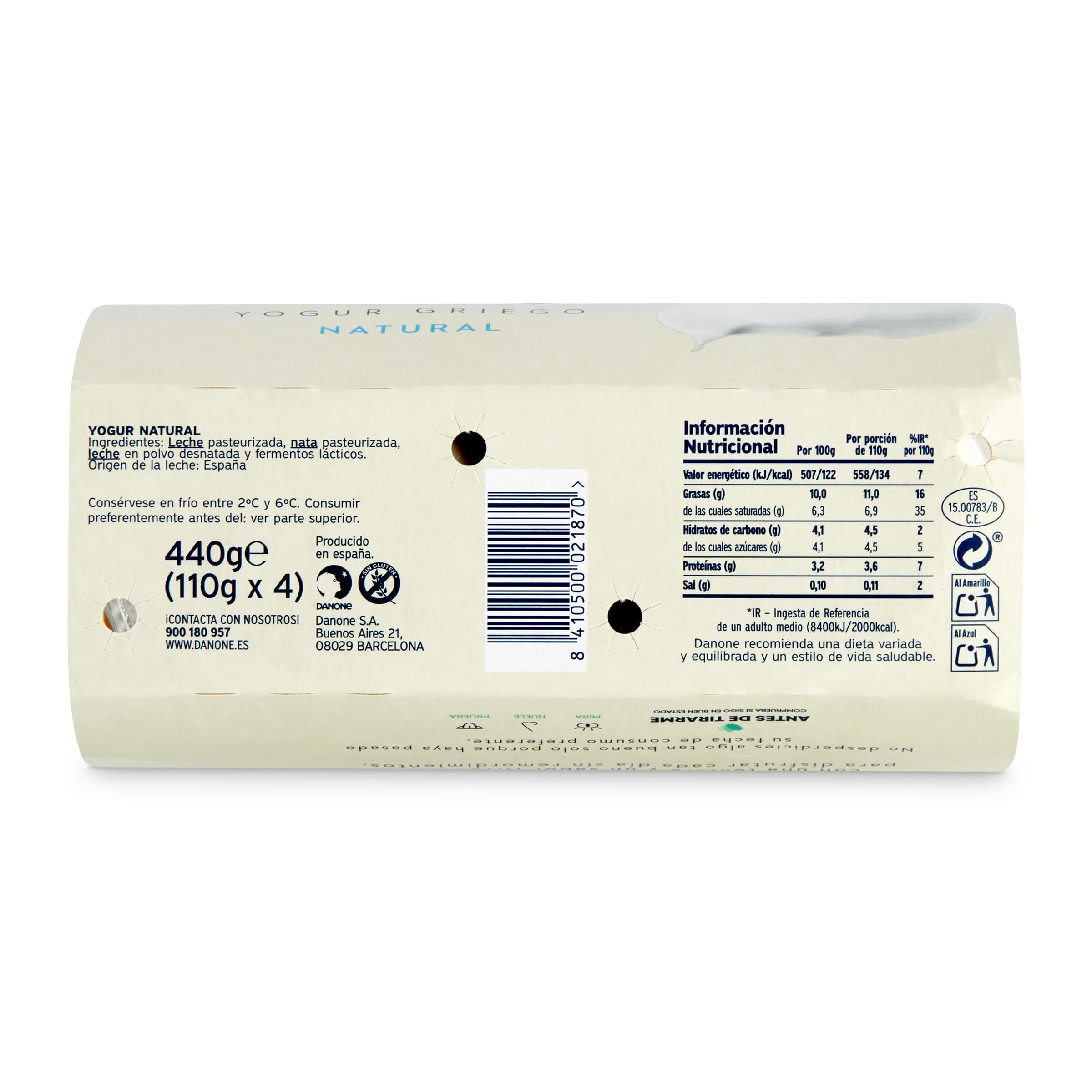 Yogur griego natural Oikos 4 x 110 g