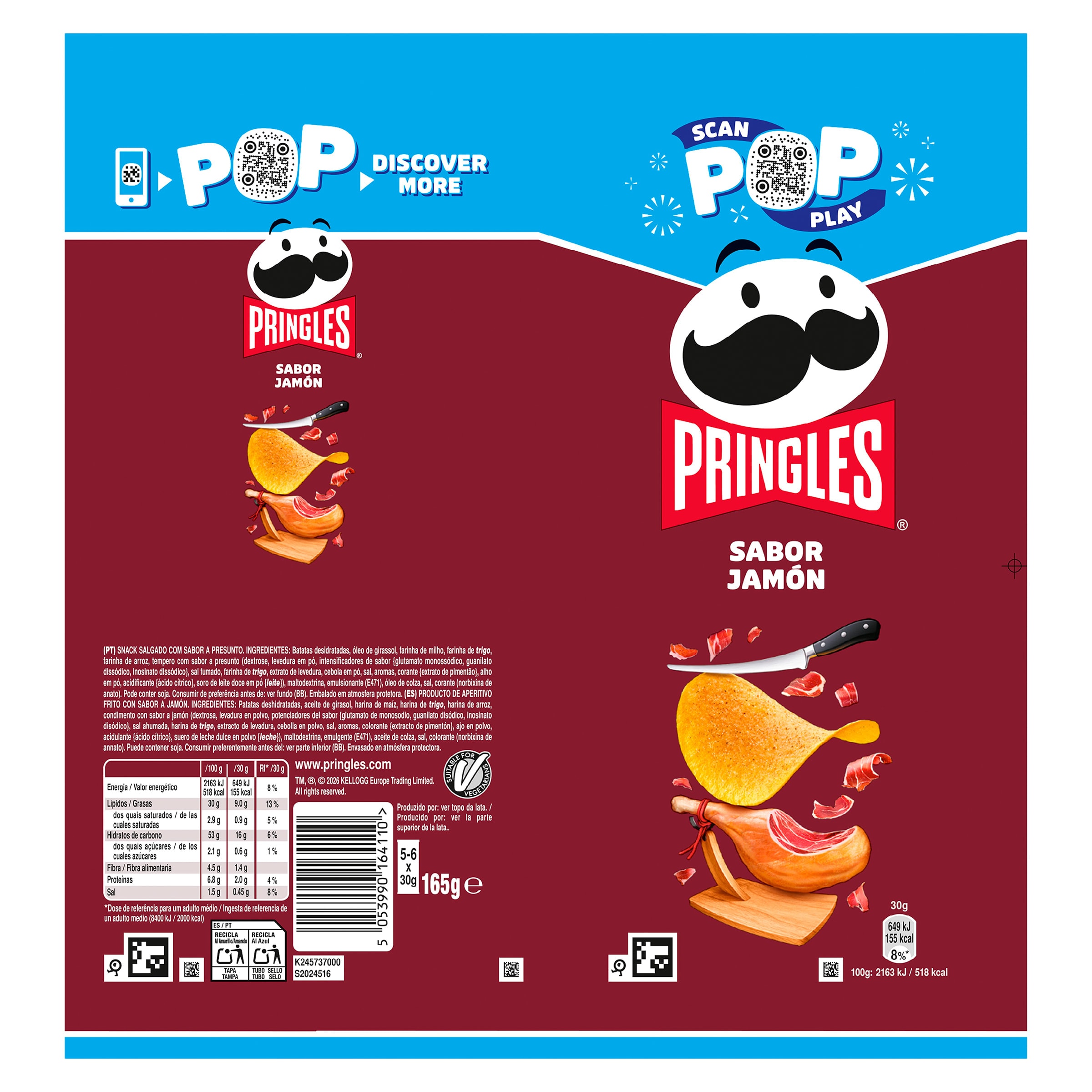 Pringles jamón 165 g