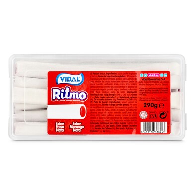 Regaliz relleno sabor fresa y nata Vidal tarrina 290 g-0 Regaliz relleno sabor fresa y nata Vidal tarrina 290 g-0