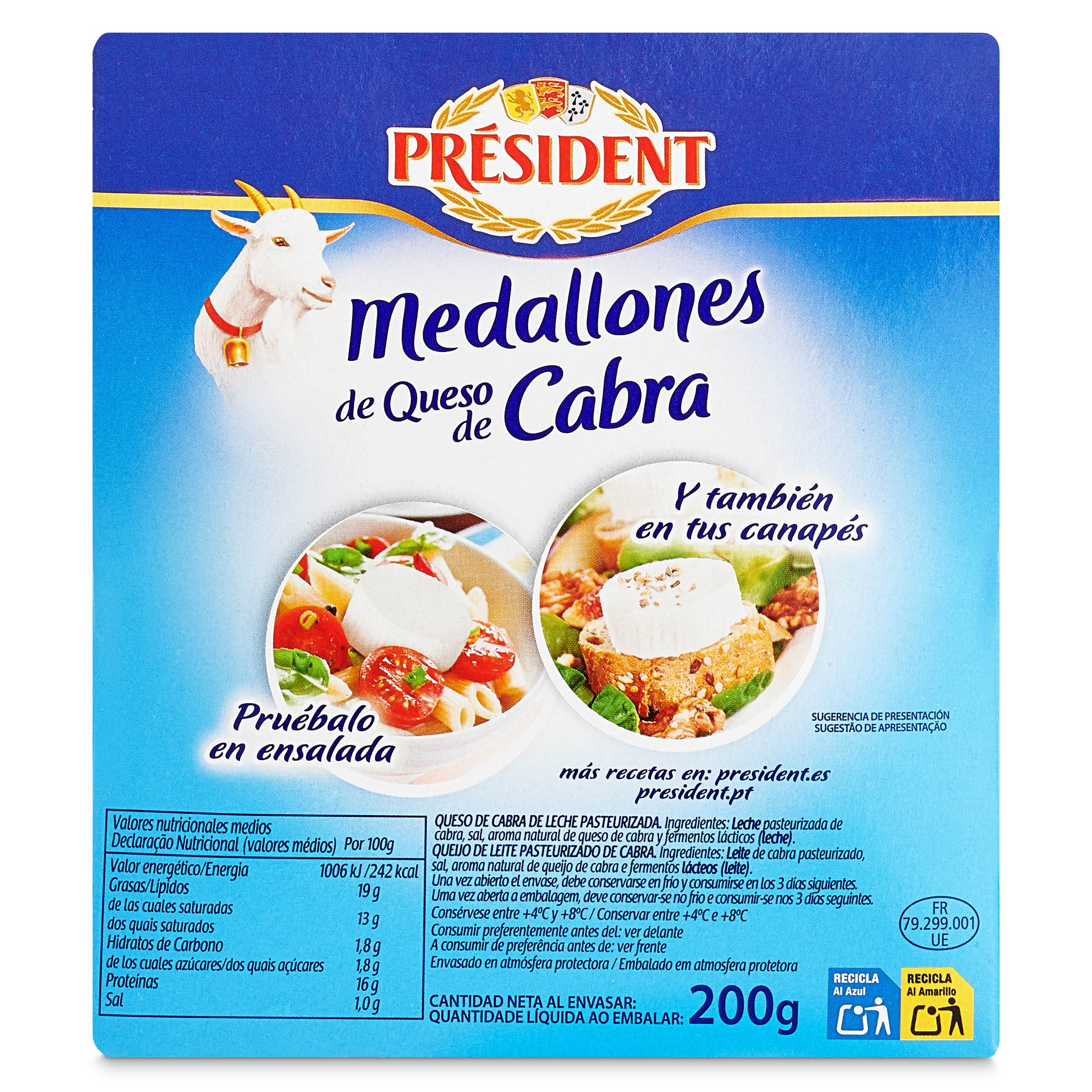 Queso de cabra en medallones President 200 g